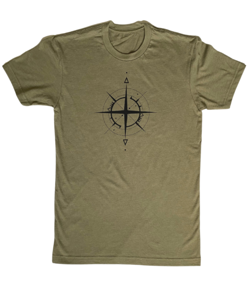 Palestine compass arabic calligraphy unisex t shirt in olive green